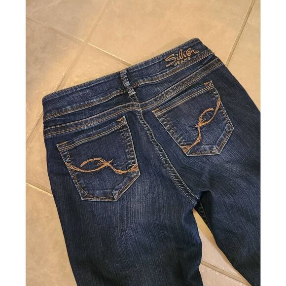 Silver Suki Jeans bootcut Low-Rise Y2k womens size 29x32 embroidered dark wash - Picture 9 of 11